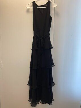 DKNY Sleeveless Long Maxi Tiered Ruffled Bow Dress - Size 2
